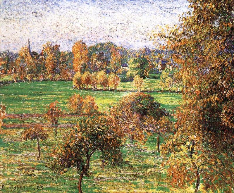 Camille Pissarro Autumn morning, a large walnut China oil painting art